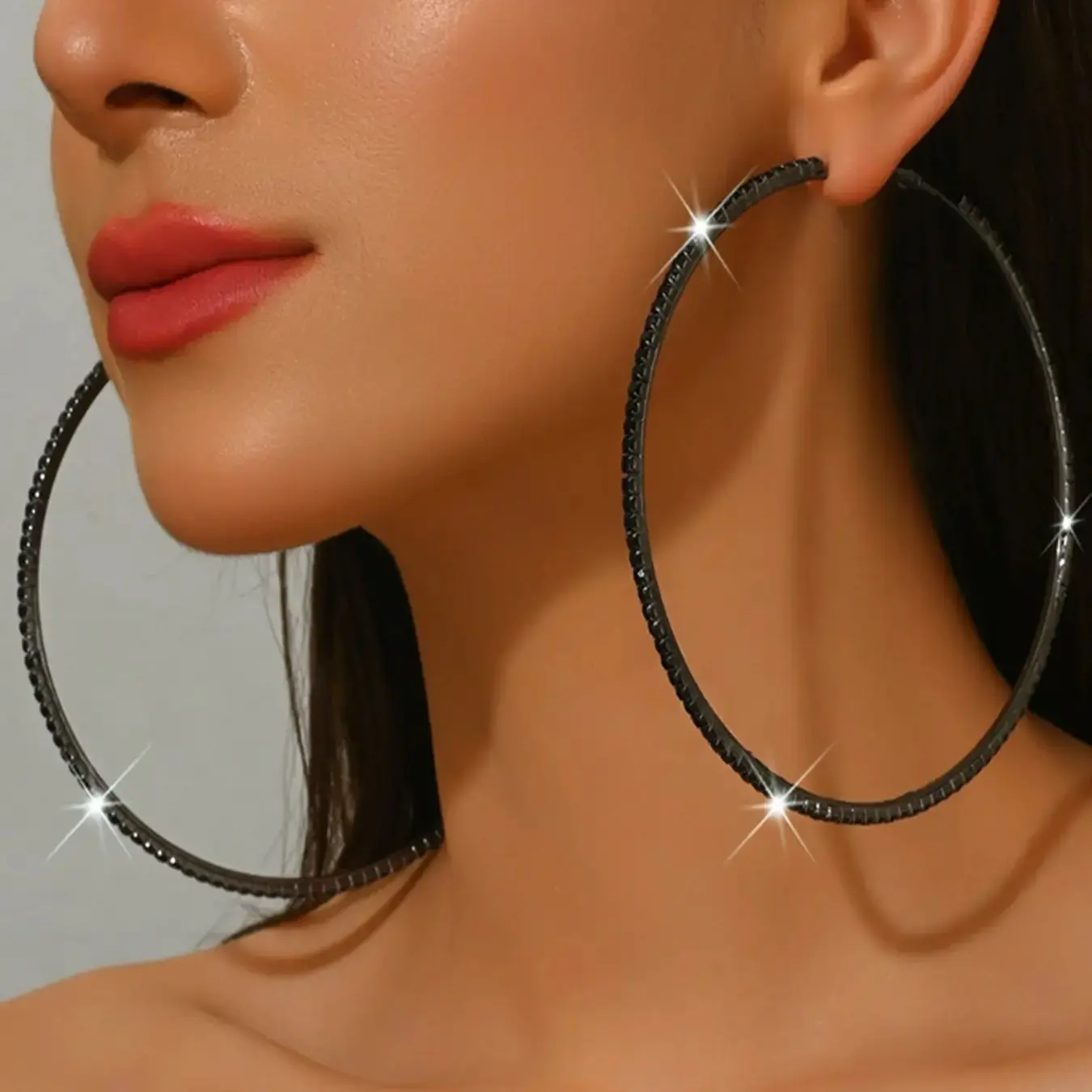 Geometric Hoop Earrings for Women, 10cm Statement Alloy Jewelry, Gold Silver Color for Evening & Wedding Events, All-Season Jewelry, Female, Circle, Party, Circle Shape Earrings, Earrings Gold Hoops