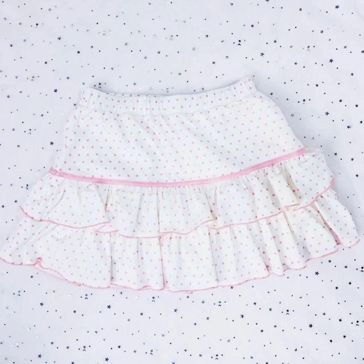 Pink Polka Dot Sweet Bow Mini Ball Gown Skirts Japanese JK Girls Teens Students Cute White Tiered Skirt Ballet Style Lolita Y2K