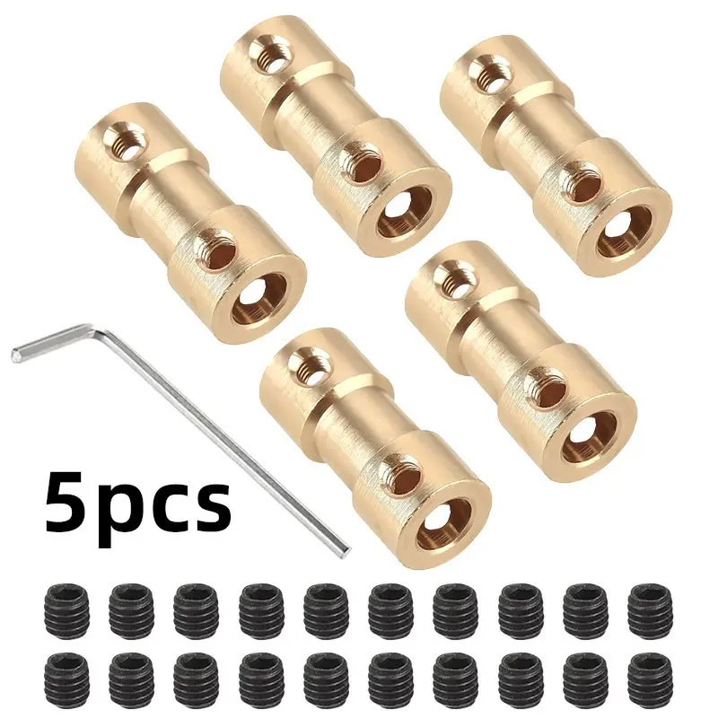 Coupling 2mm-6mm Brass Flexible Shaft Coupler, Suitable for Model Aircraft, RC Models, DIY Motor Connectors, No Motor Included