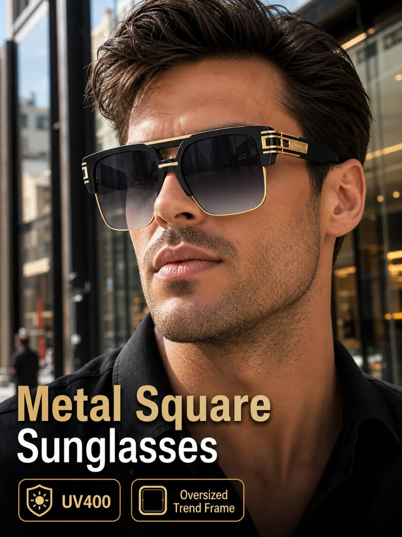 Fashion large frame glasses, UV400 anti-ultraviolet, UV protective sunglasses, trendy sunglasses, big face slimming, party glasses, unisex, summer essential, face shape modifying, high-definition polarized