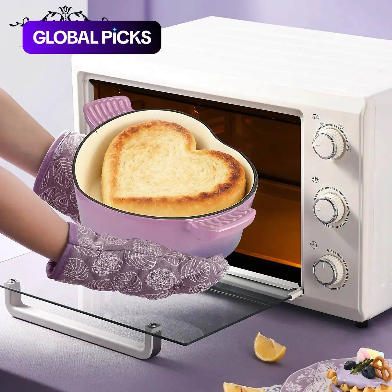 Heart Cast Iron Dutch Oven with Lid, Dual Handles, Non-Stick Enamel Coating, Cooking Pot, Bakeware, Kitchenware, Home Baking Supplies, Ideal for Baking Bread and Cooking #GLOBAL PICKS