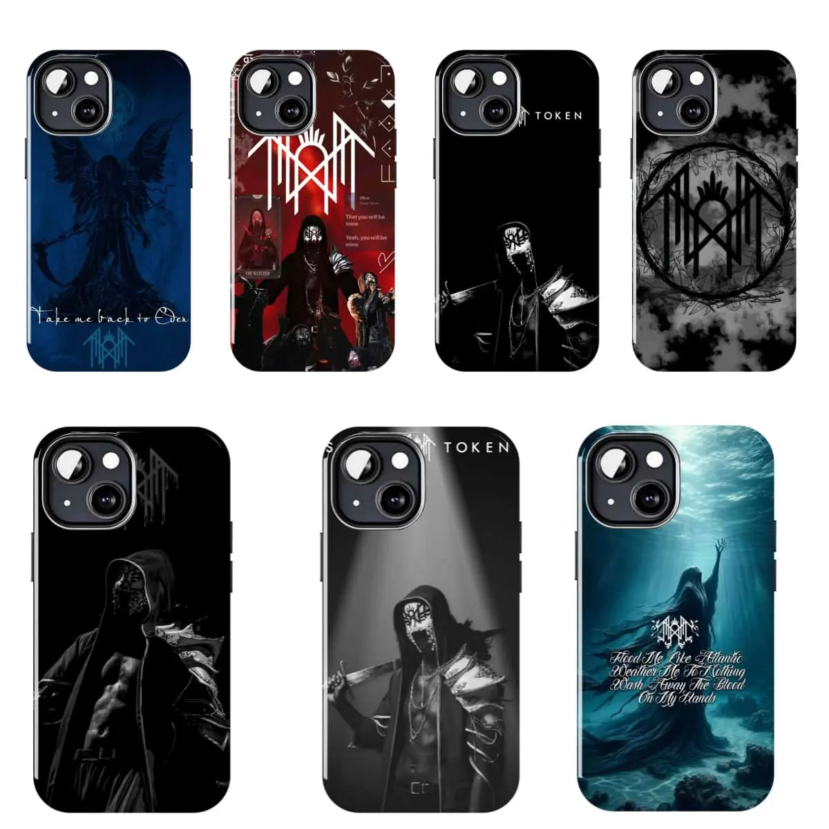Sleep Token Dark Gothic Mystery Pattern Hard Case, Shockproof and Scratch-Resistant Protective Phone Case, Ideal Fan Gift, Compatible with iPhone 11–17 Pro Max/Plus Series and Samsung Galaxy S23–S25 Series
