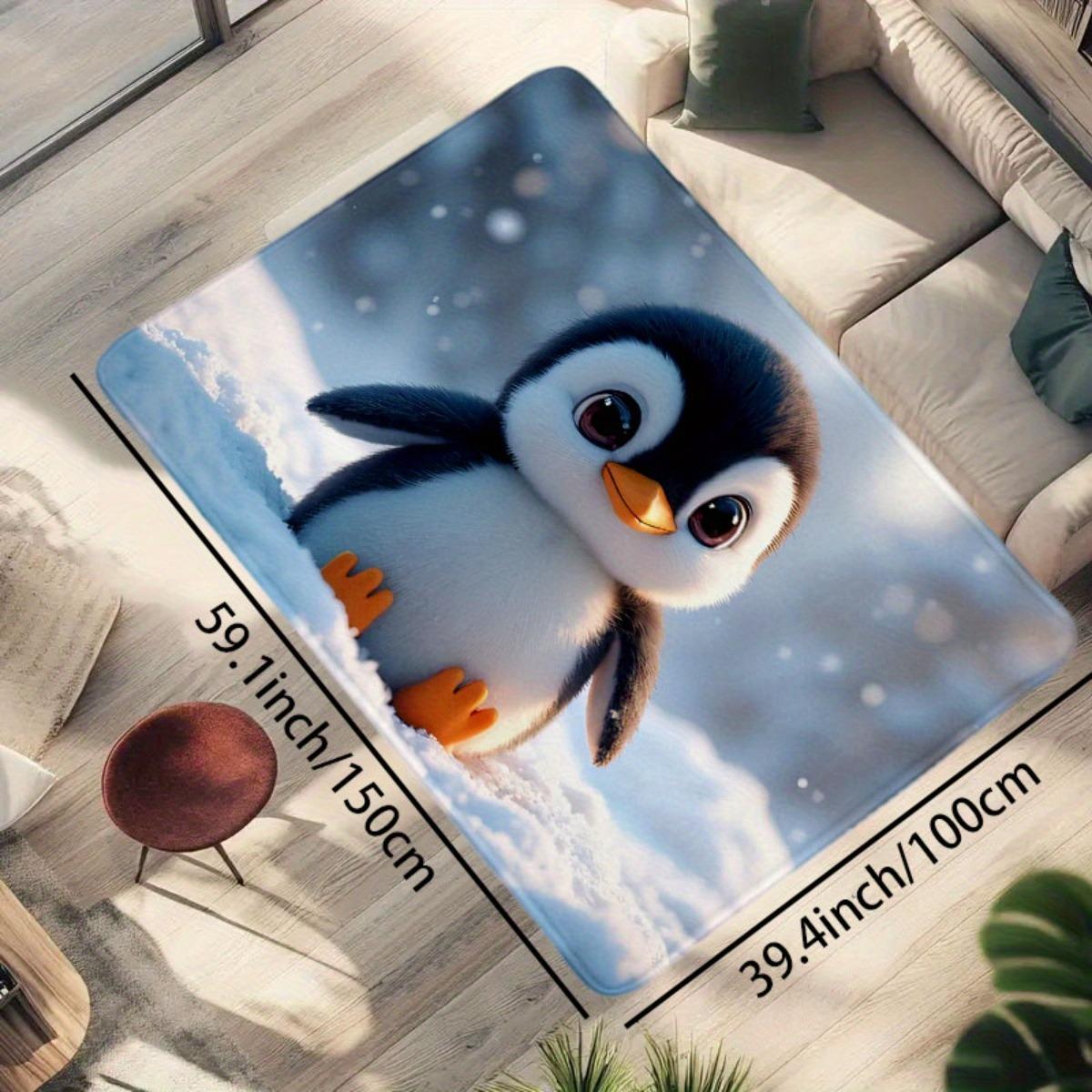 1pc Penguin Bathroom Anti-Slip Mat, Kitchen Mat, Living Room Floor Mat, Flannel Material Anti-Slip, Soft, Comfortable And Easy to Clean, Suitable for Bedroom, Living Room Dining Room, Kitchen Bathroom, Entrance Carpet And Floor Mat, Modern Bath Mat