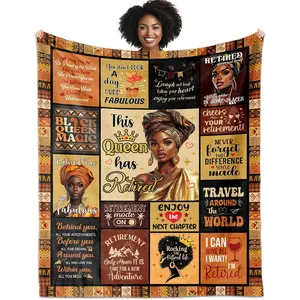 African American Retirement Gift for Woman Throw Blanket 50"X60", Best Retired Gifts for Women 2026, Afro Inspirational Gifts Idea for Retirement Coworker/Teacher/Nurse/Mom/Sister/Friend