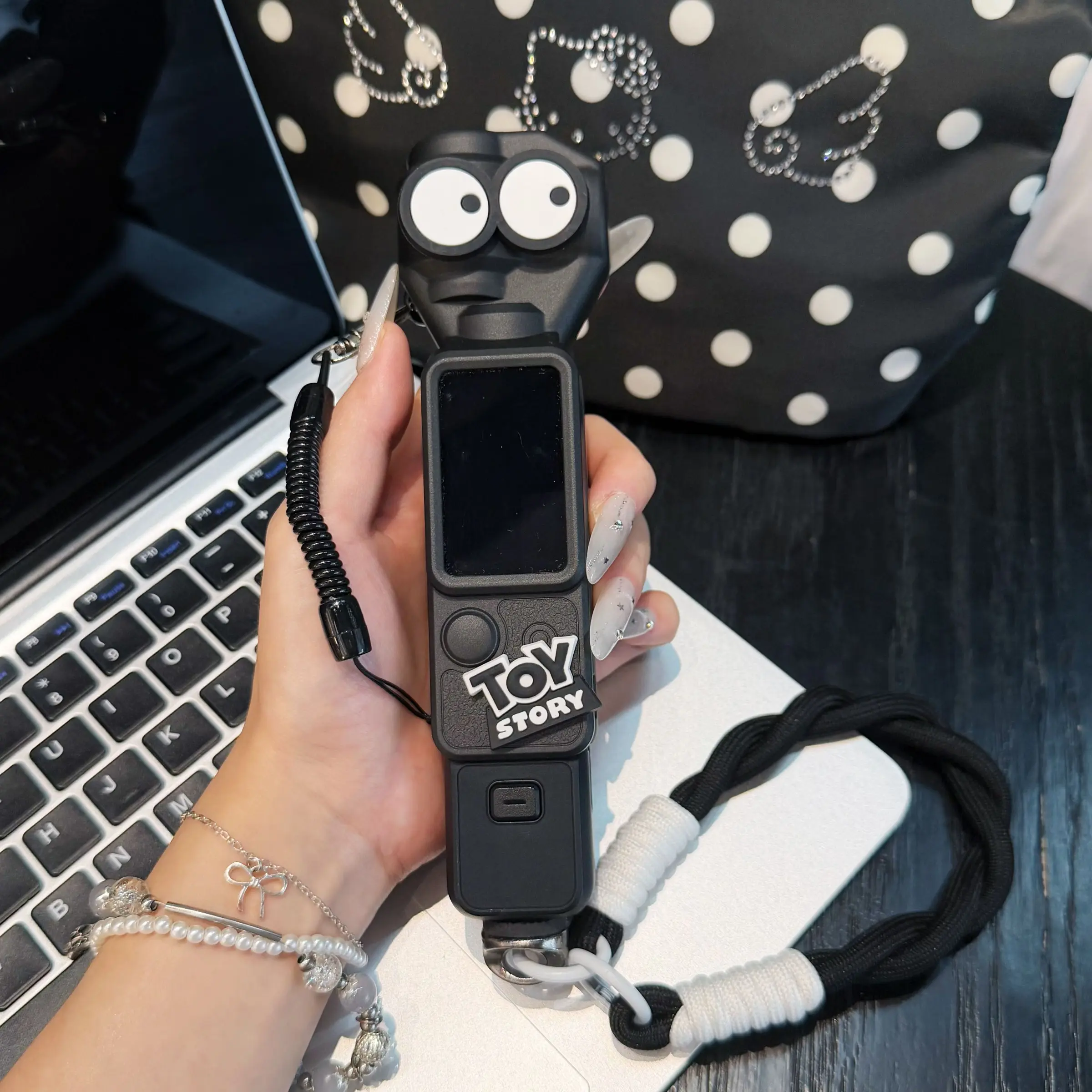 Luxury Cartoon Cute Expression Coal Soft Silicone Camera Case, Shockproof Dji Pocket3/4, with Strap, Protective Cover