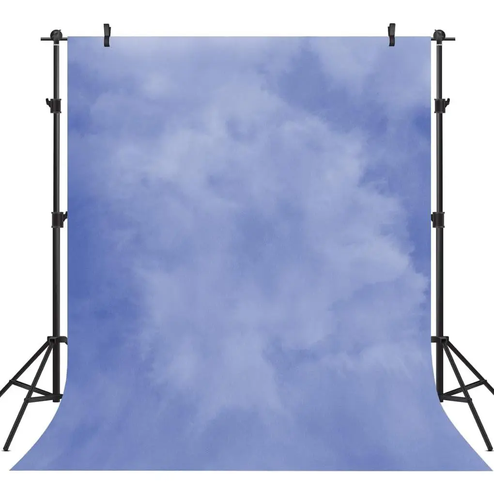 6X9Ft Sky Blue Abstract Fabric Retro Professional Photography Backdrop for Adult Portrait Photo Props Booth Background Photoshoot Studio