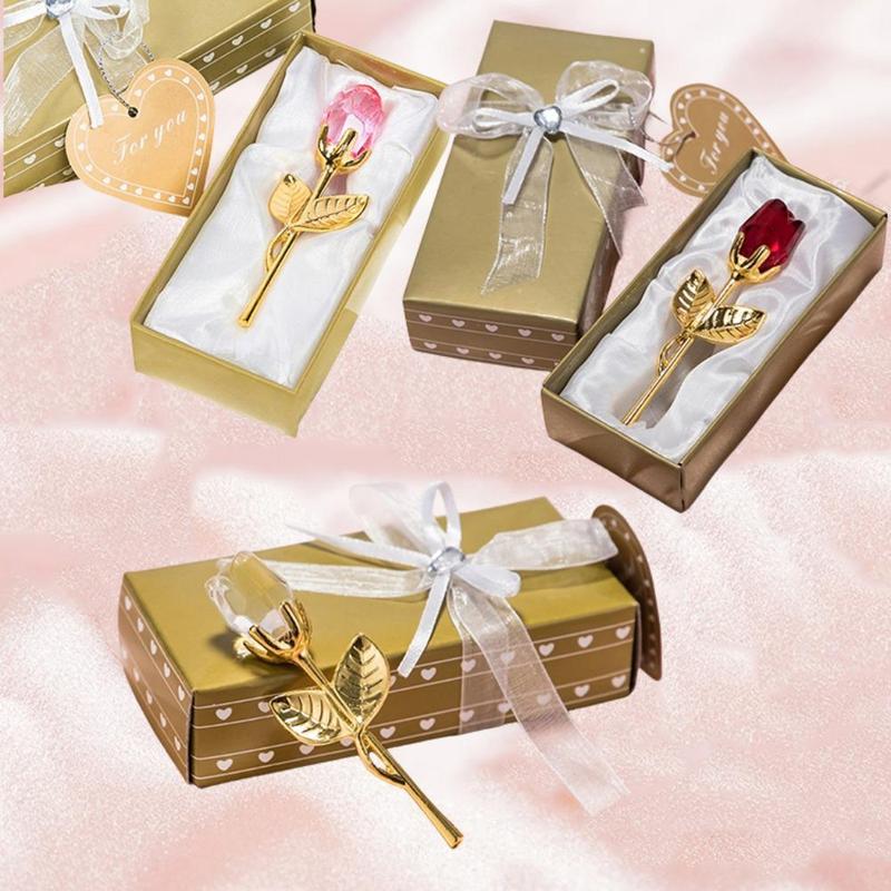 Metal Rod Acryl Rose Gift Box Set, 3pcs/set Artificial Rose Flower Gift Set, Rose Design Party Favors, Wedding Engagement Gift for Women & Men, Beautiful Gift Box