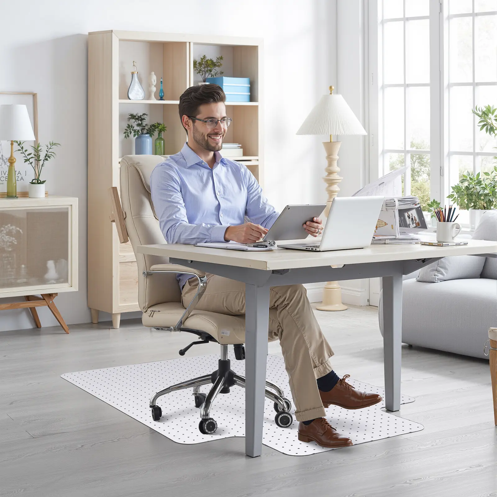 Office Chair Mat for Carpet, 45'' x 53'' Computer Desk Chair Mat for Carpeted Floors, Easy Rolling Hard Mat for Office Chair on Carpets Anti-Slip Carpet Protector Mat Clear Ship Flat