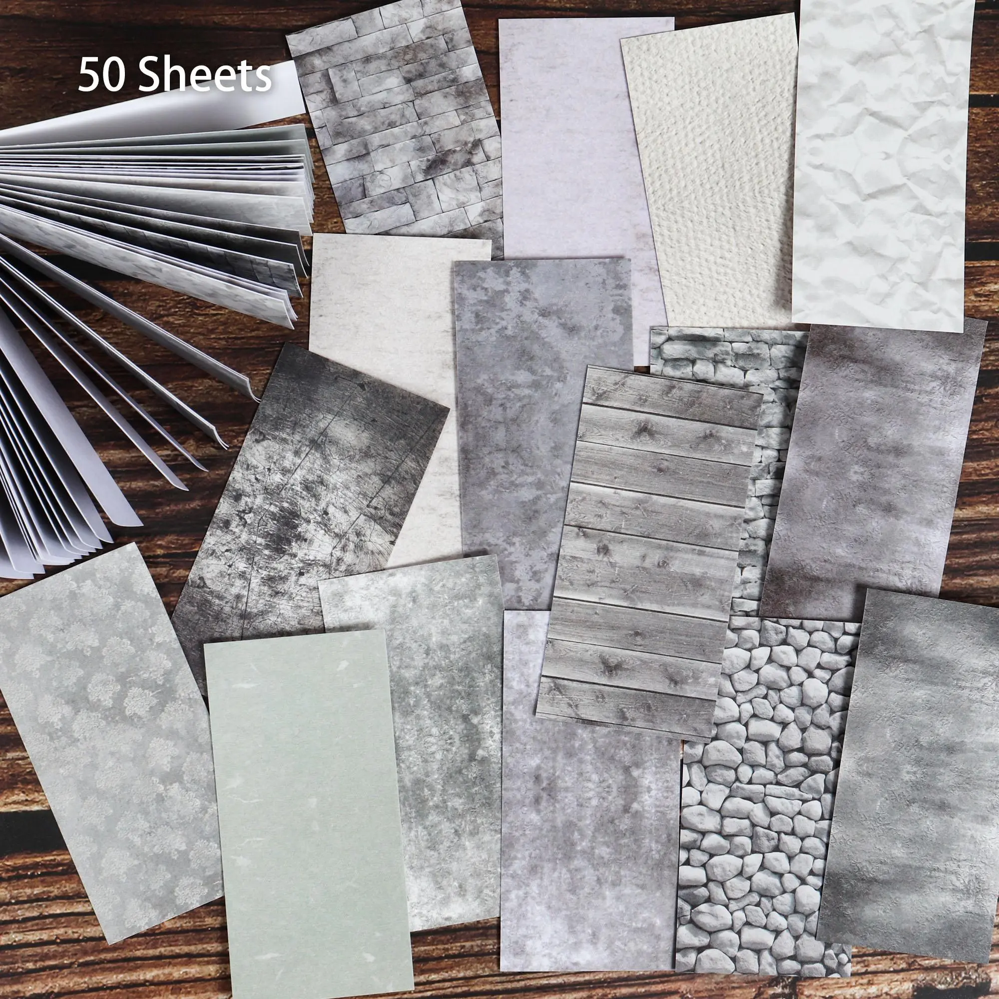 Vintage Texture Theme Self-adhesive Aesthetic Scrapbook Sticker Book, Sticker Album, 50 Sheets DIY Crafts, Collage Decoration, Creative Craft Kit, Scrapbooking Supplies, Scrapbook Materials, Junk Journals, Stickers Kit