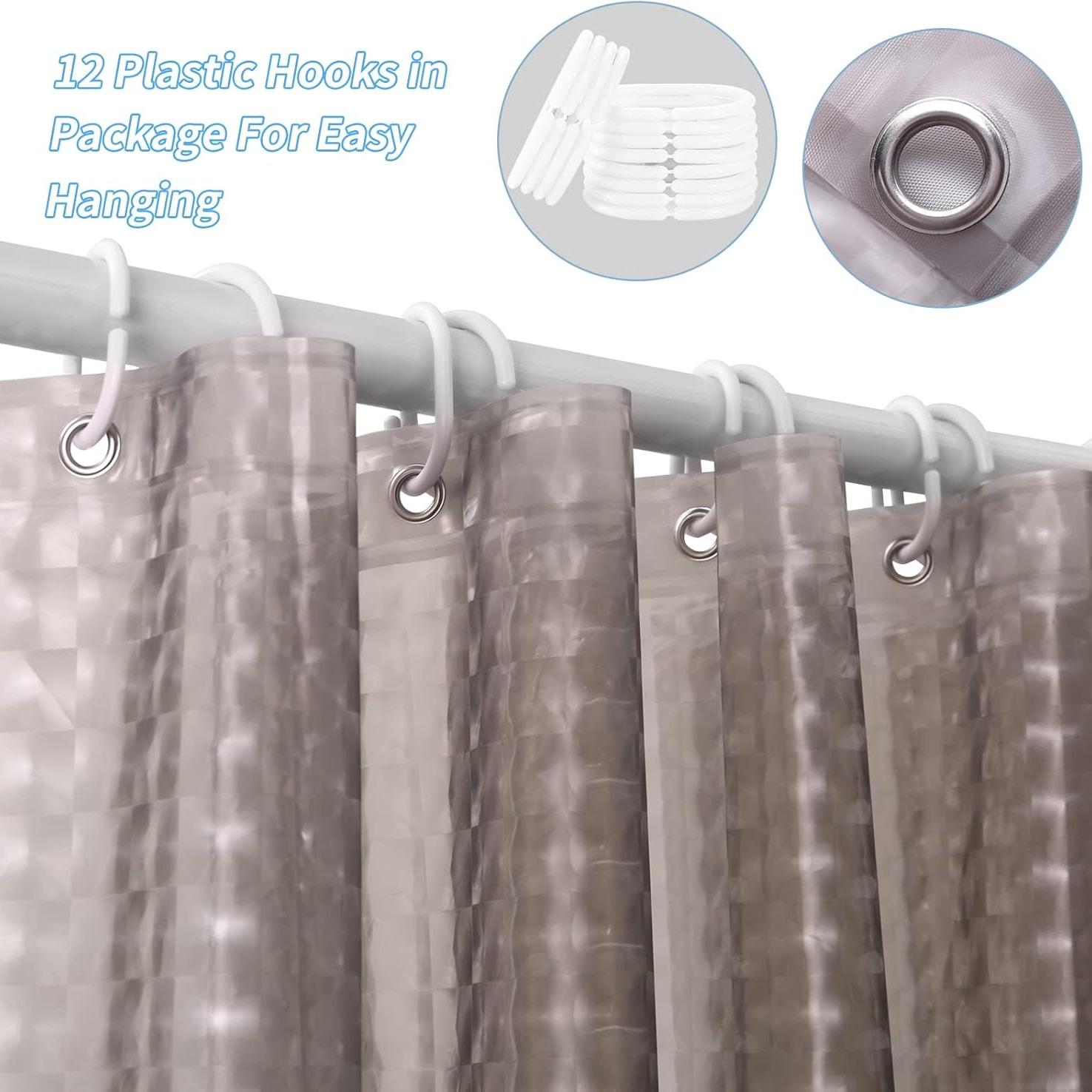 Bathroom Shower Curtain, Shower Curtain Liner, 1 Count Waterproof Shower Curtain with 12 Hooks, Bathroom Decor Supplies for Home Hotel Dormitory