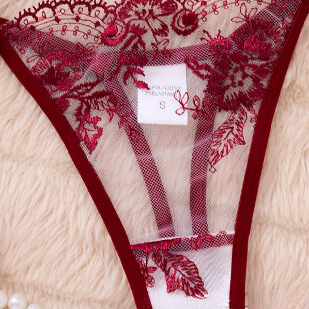 Polyester fiber mesh comfortable underwear set for women, simple and elegant, push-up adjustable bra set