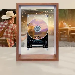 Transparent Frame Bluetooth-compatible CD Player, Retro Wall-Mounted Music Player, High-Fidelity Stereo, Long-Lasting Battery, Ideal for Holidays