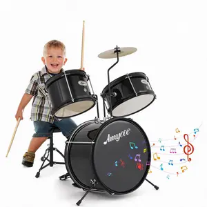GARVEE Summervibes Flash Sale Kids 3-Piece Drums Set - Junior Beginner Percussion Kit with Bass Drum, Snare, 8" Cymbal, Pedal, Drumsticks, Adjustable Throne, Durable Wood Construction