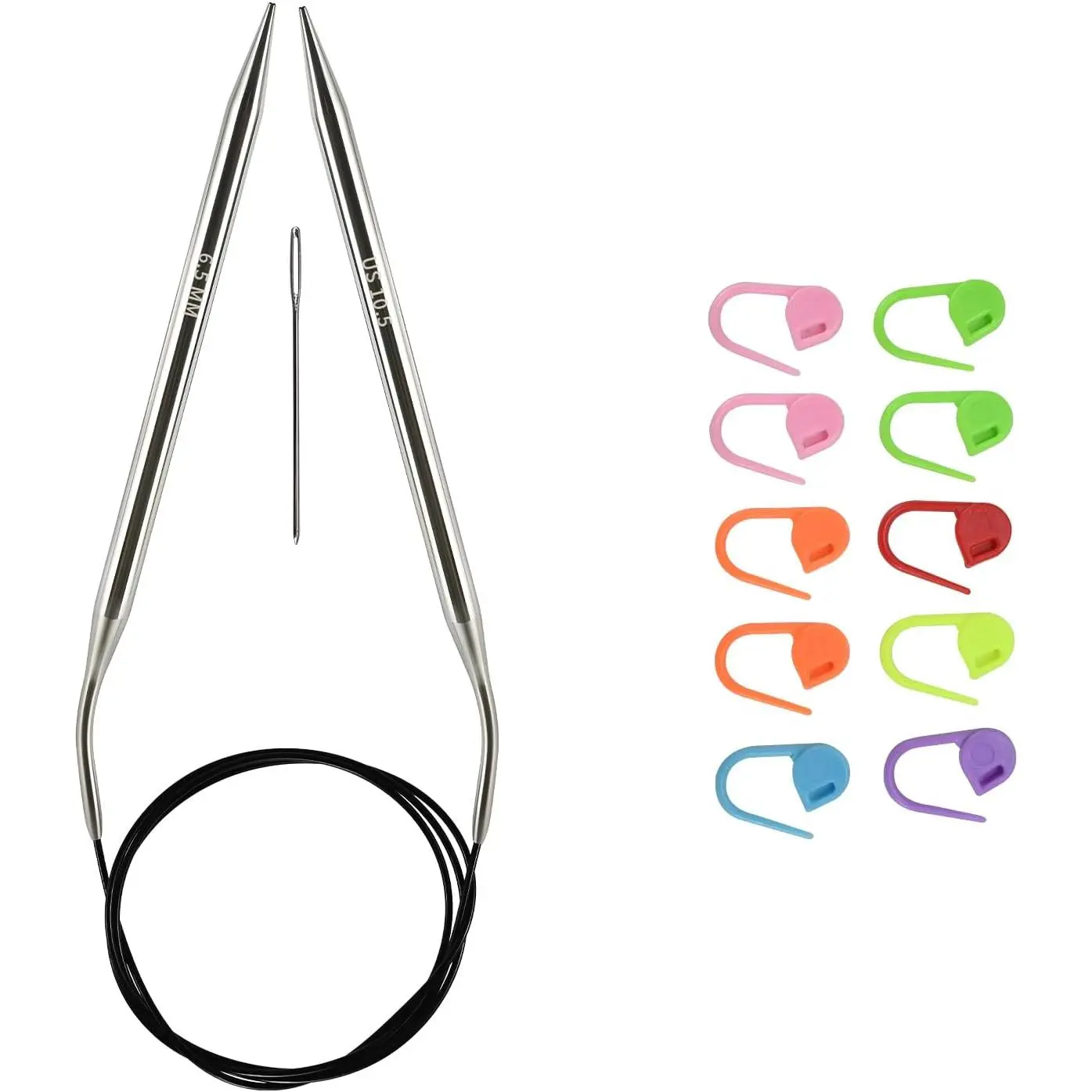 US10.5(6.5mm) 40-inch(100cm) Stainless Steel Circular Knitting  |  Design with Anti- Steel Wire and Smooth Seams—Ideal for Sweaters, Scarves, Blankets, and Other Projects