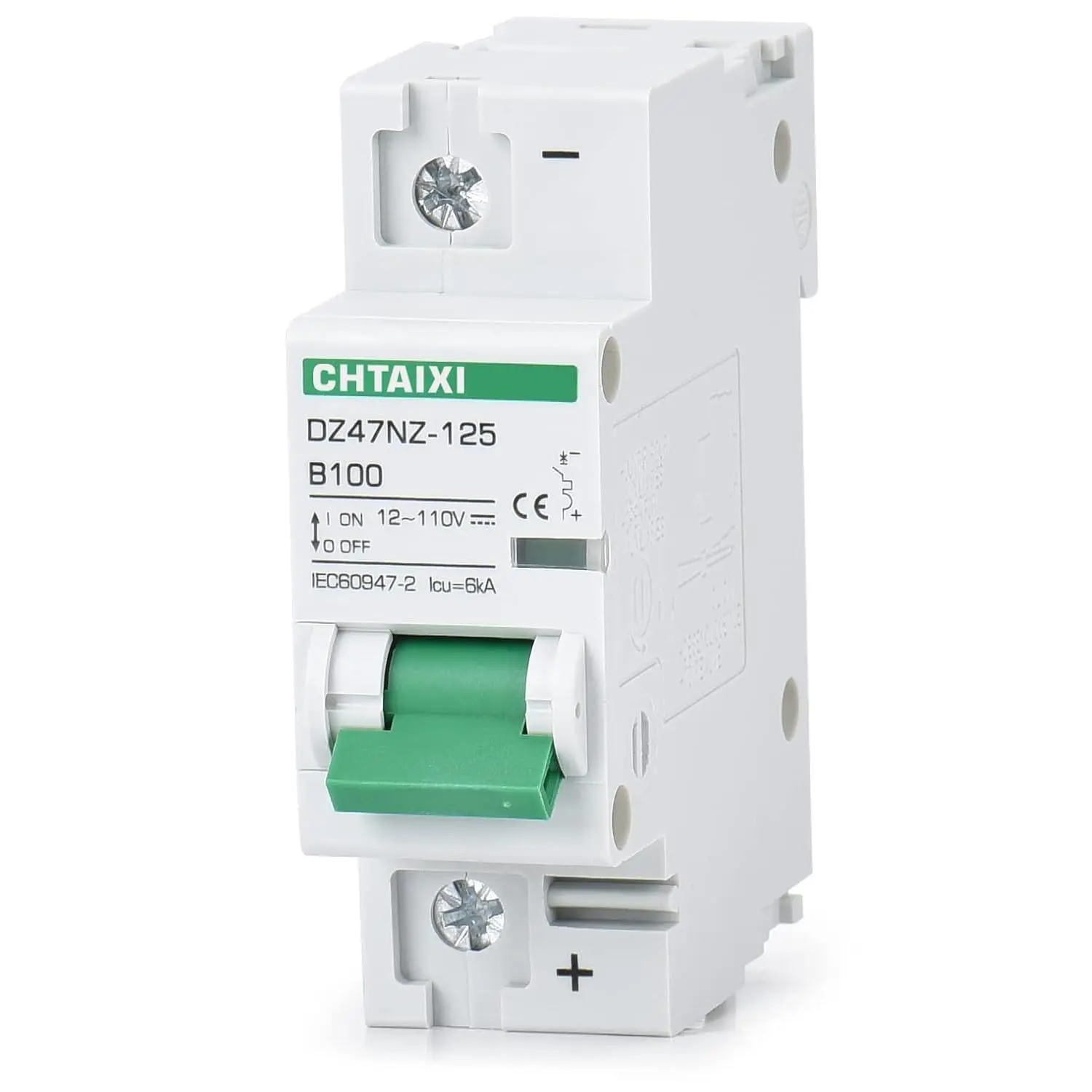 1P 100A DC Miniature Circuit Breaker, 12V-110V Thermal Magnetic Trip, DIN Rail Mount Battery Disconnect Switch, Single Unit for Solar PV System, High Current 1 Pole Electrical Accessory