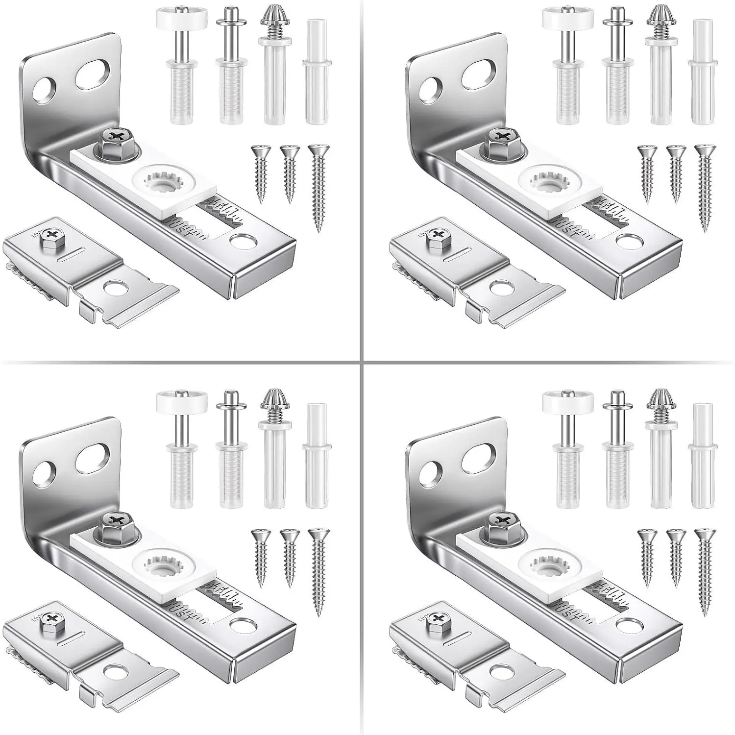 Bifold Door Hardware Repair Kit, 4 Pack Bi-fold Sliding Closet Doors   with Top & Bottom Brackets, Pivots & Guides Wheel, Closet Door Hardware Kit for Folding Pocket & Accordion