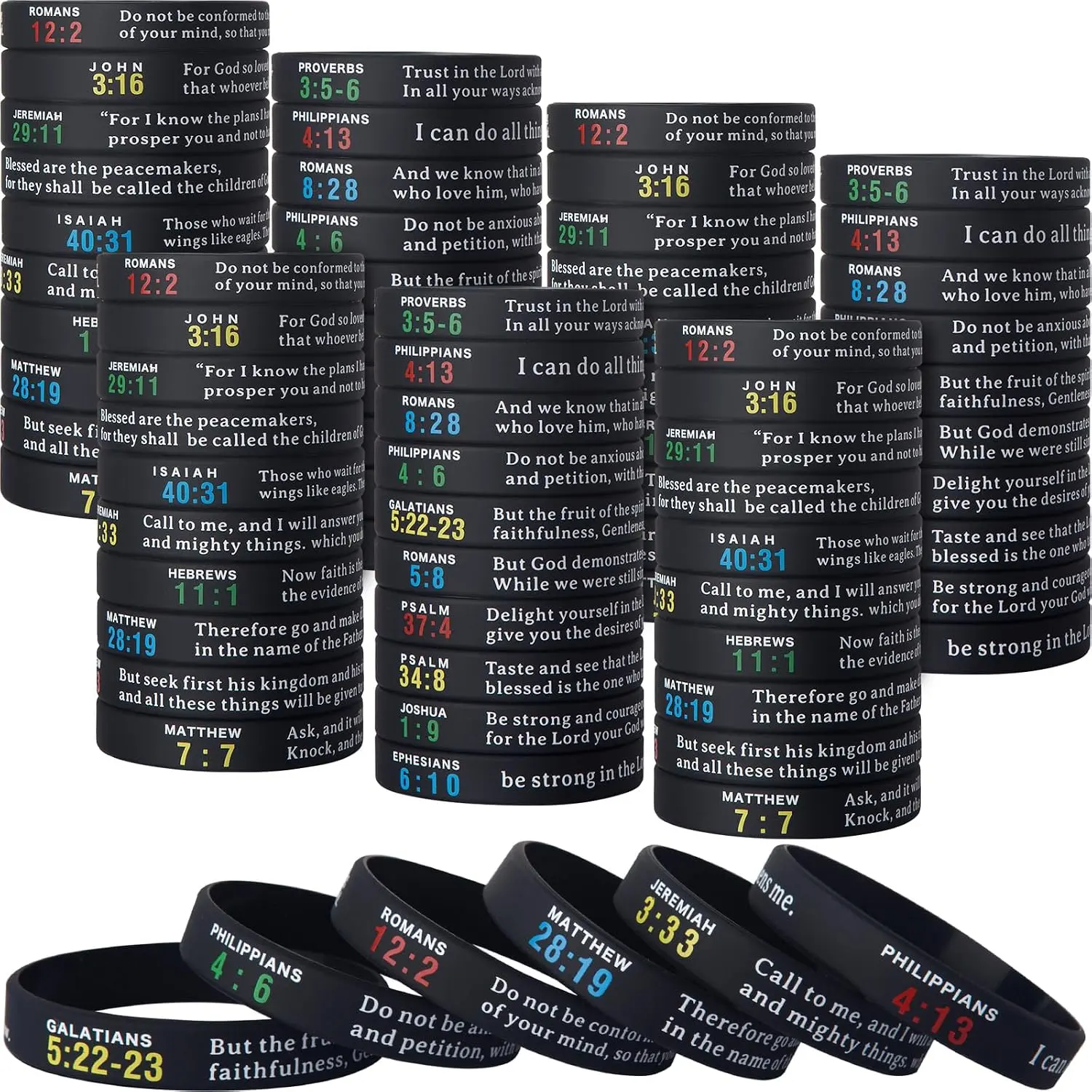 Verse  Bracelets - Bulk Scripture  Wristbands