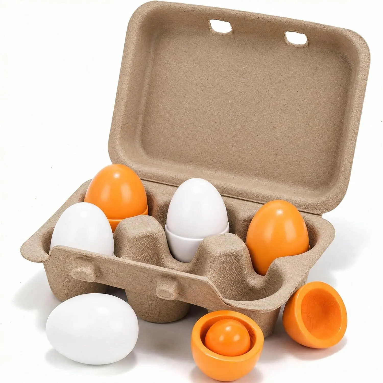 6PCS Play Food Sets for Kids Kitchen,Play Kitchen Accessories Wooden Egg Toy Food Grocery Store Pretend for Toddler Cooking DIYfidget toys