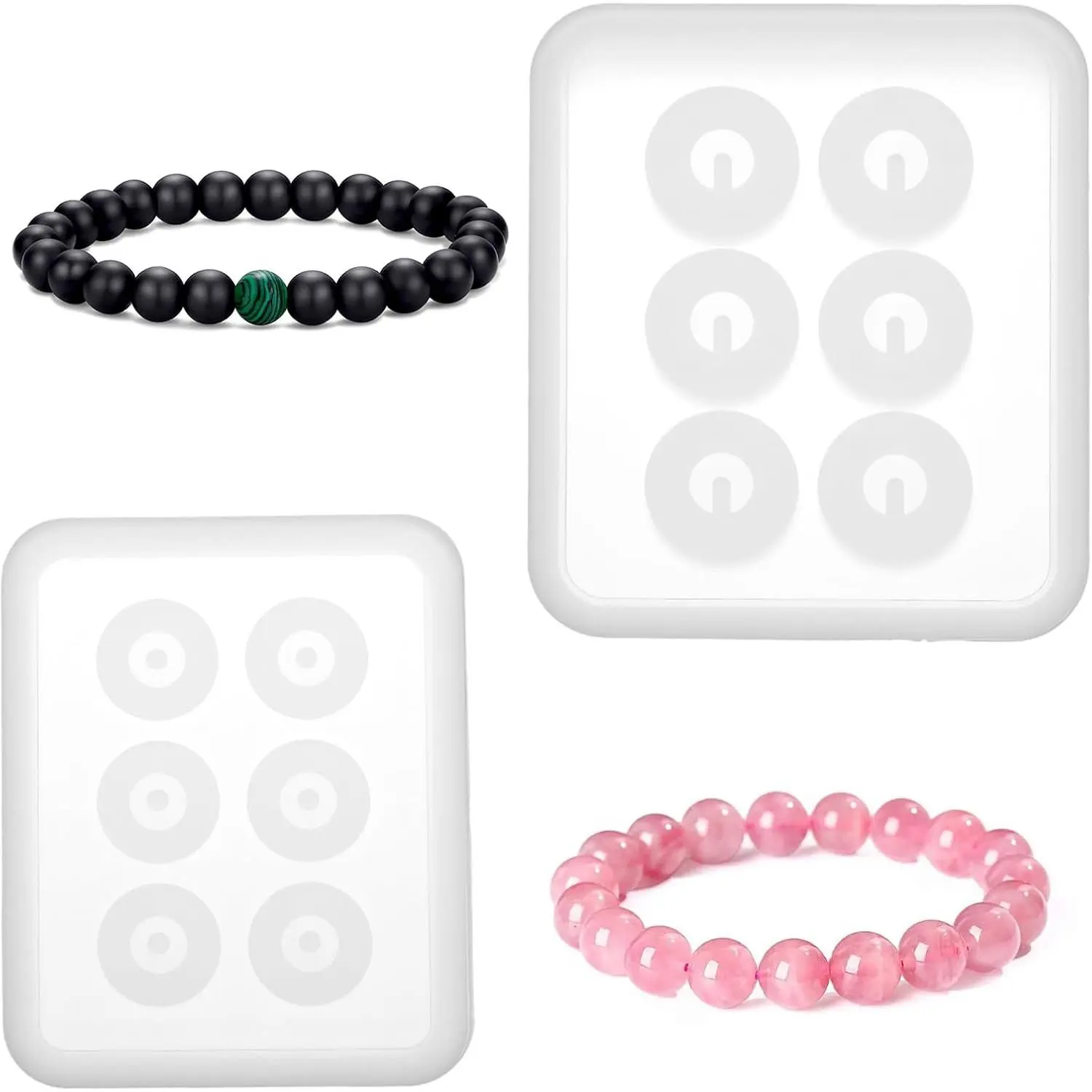 2 count   Bead Molds with Holes Ball Bead Mold for DIY  Making Crafting
