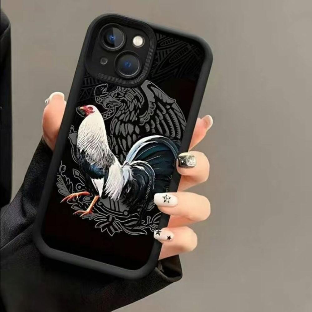 Mexican Rooster Gamefowl Phone Case for iPhone 17 Pro Max 16 E 15 14 Plus 13 12 11 & Samsung S21 - S26 Ultra Plus, Cool Creative Rooster Pattern Shockproof Silicone Protective Softcase