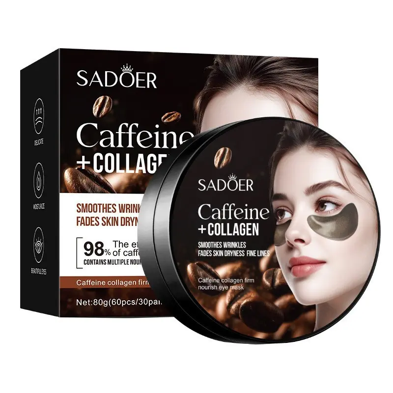 60PCS Caffeine Collagen Under Eye Patches , Hydrating Eye Mask for Dark Circles & Puffy Eyes, Anti-Aging, Depuffing, Firming & Brightening Eye Gel Pads