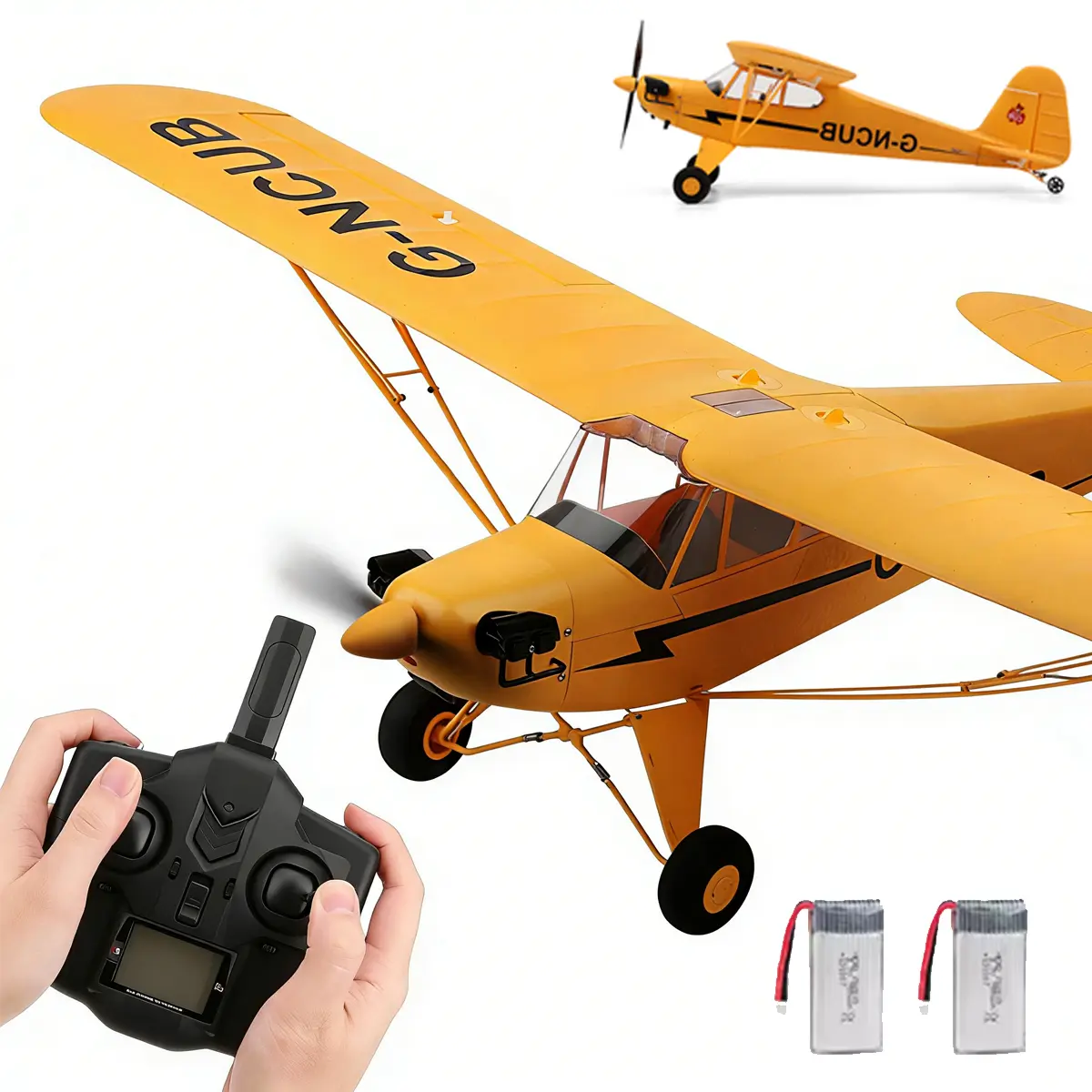 Hot Sale RC Plane RTF WLtoys A160 J3-CUB XKS Stunt RC Airplane 2.4G Remote Control 650mm Wingspan 1406 Brushless Motor Unisex Remote Control Aircraft with 3D/6G System Rechargeable Battery Foam Toy Upgraded Ready To Fly for Adult Children Gift
