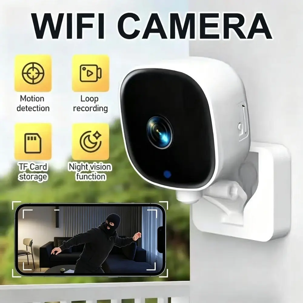 Smart Wireless Security Camera with WiFi, Indoor/Outdoor Monitoring, Full Color Night Vision, Two-Way Audio, Motion Detection Alerts, USB-Powered, TF/Cloud Storage, Wall-Mounted for Home, Baby & Pet Monitoring - Ideal Christmas Gift