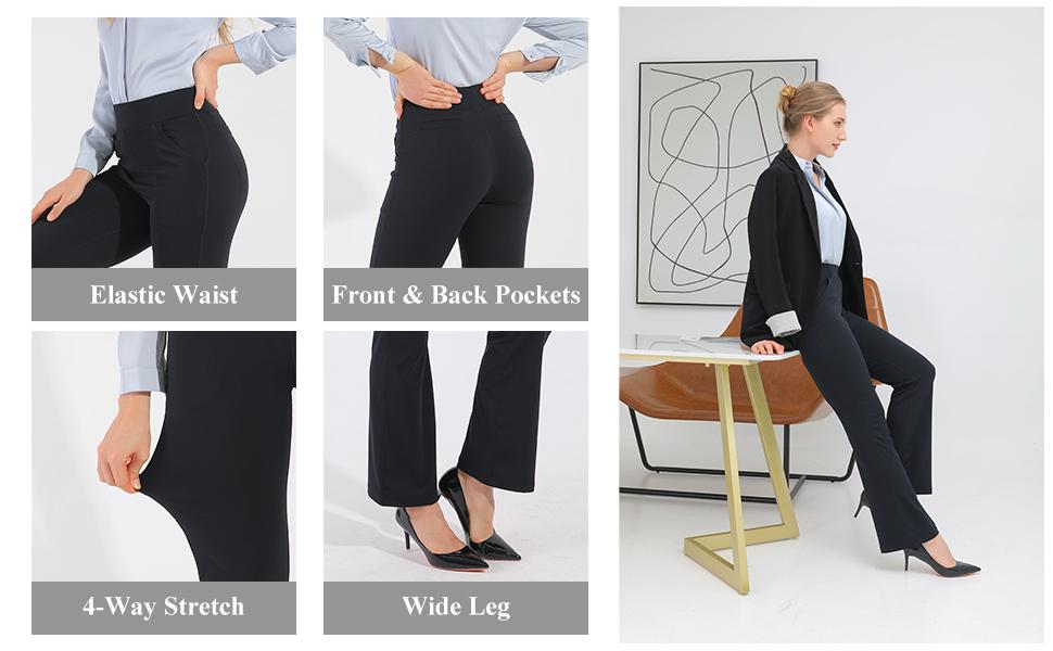 Dealsforyouday Women's Yoga Dress Pants 2025 Spring Skinny Pull On Work Pants Stretchy Slim Fit Leg Office Casual Slacks