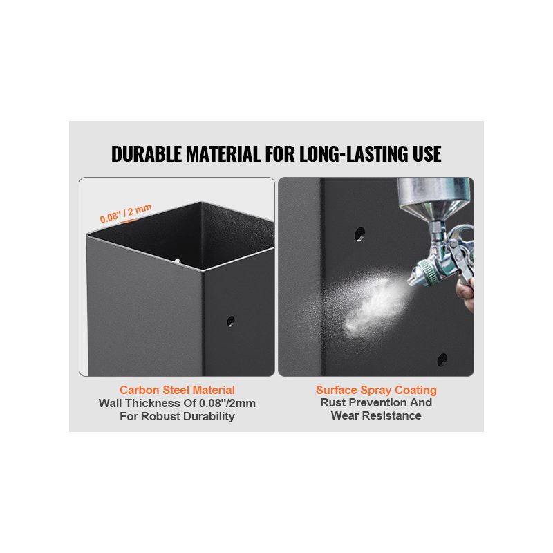 VEVOR 4x4 Post Base 4 Pcs, Inner Size 3.6x3.6 Post Base Brackets, Heavy Duty Powder-Coated Post Anchor Matte Black Wood Post Brackets for Pavilion Deck Railing Support Deck Base Plate