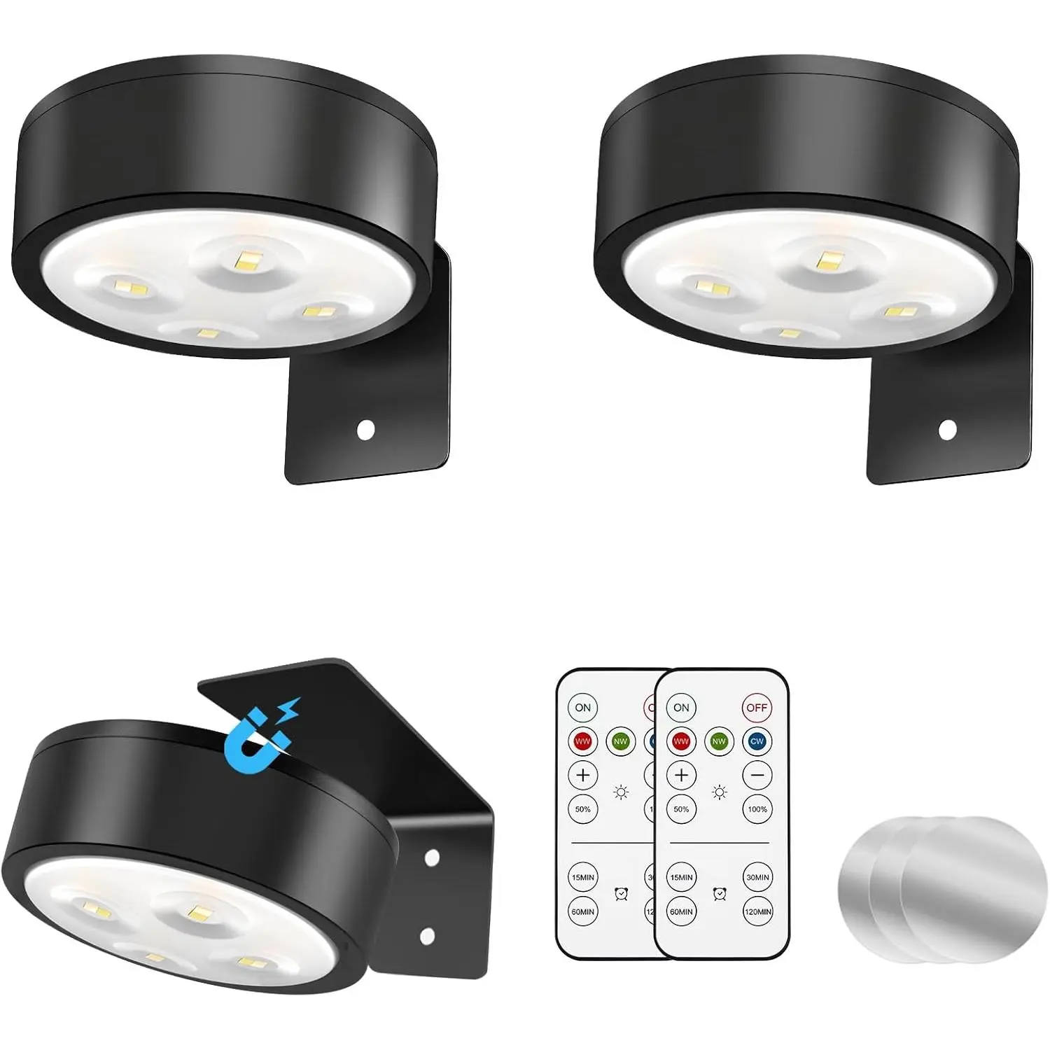 3-Pack Battery Operated Picture Light, Magnetic Painting Light with Remote, Dimmable Timer & 3 Modes, Art Display Light for Wall Art, Picture Frame, Portrait, Canvas Decor (Black)