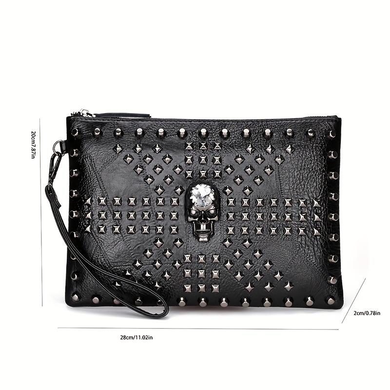 New style men's bag, fashionable and versatile women's bag, rivet envelope clutch, small bag, large capacity hand-held bag