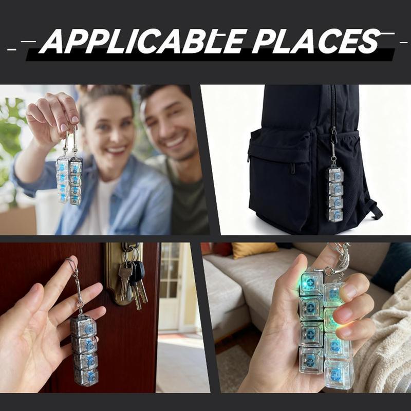 Bear Keycap Fidget Toy with LED Light, Clicker Keyboard Keychain for Stress Relief, Cute Desk Fidget for Anxiety, Mini Clicky Toy for Adults, Work, Study & On-the-Go Fun