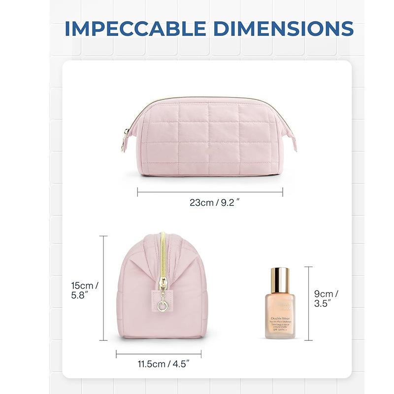 Makeup Bag Travel Toiletry Bag, Puffy Padded Make Up Bags for Women Makeup Organizer Case, Wide-open Pouch Purse Travel Essentials Toiletries Accessories Brushes