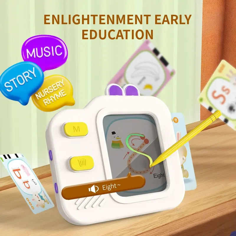 2‑in‑1 Kids Drawing & Flash Card Reader, Smart LCD Bilingual Early Education Learning Machine, Fun Interactive Educational Game Toy, Perfect Birthday Halloween Christmas Gift for Boys Girls Ages 3+, Parent‑Child Play Toy