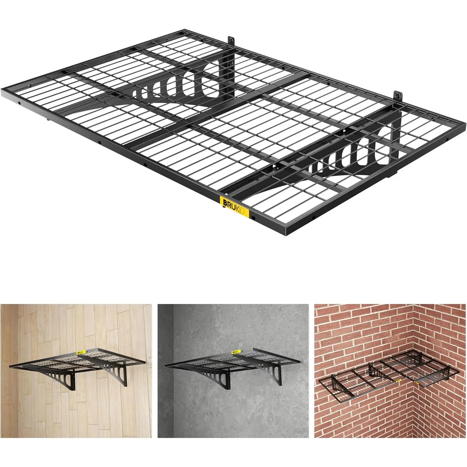 2x3ft Adjustable Rail Wall Garage Storage Shelf, Tool Room, Supermarket Wall Storage Shelving Rack (1 Pack-Black)