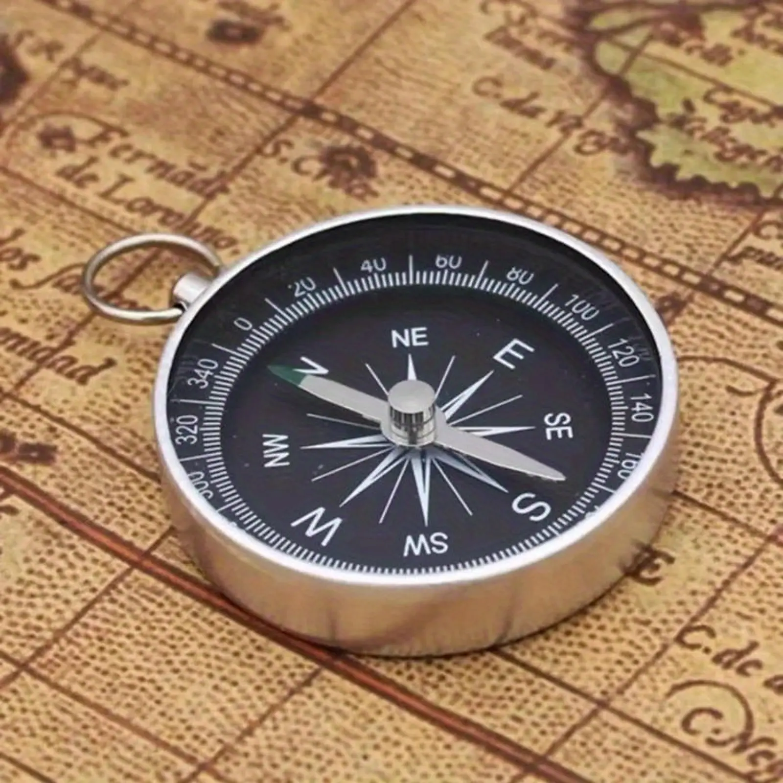 1pc Compass Keychain Pendant Aluminum Alloy Metal Material Portable Gift Mini Pocket Camping Gear Outdoor Adventure Travel Compass