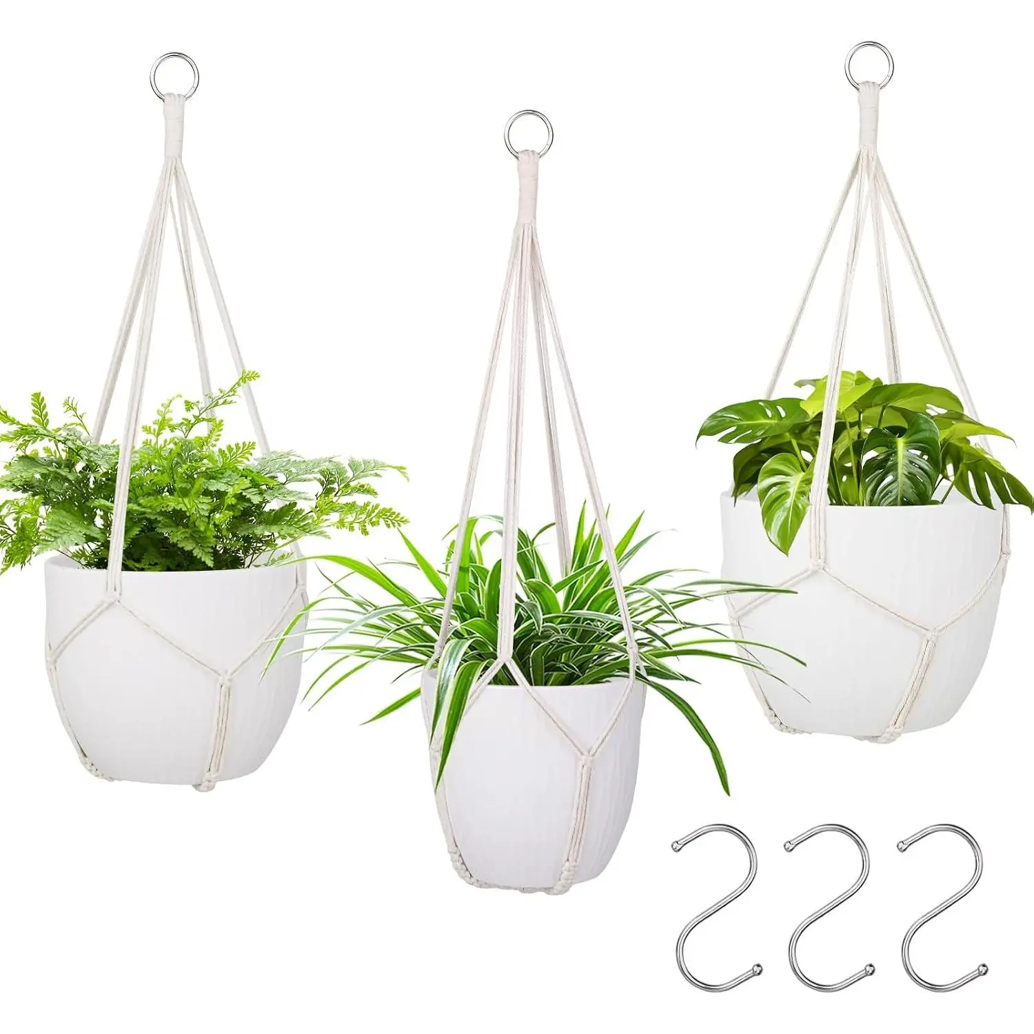 3Pack Macrame  Hanger, Planters for Indoor