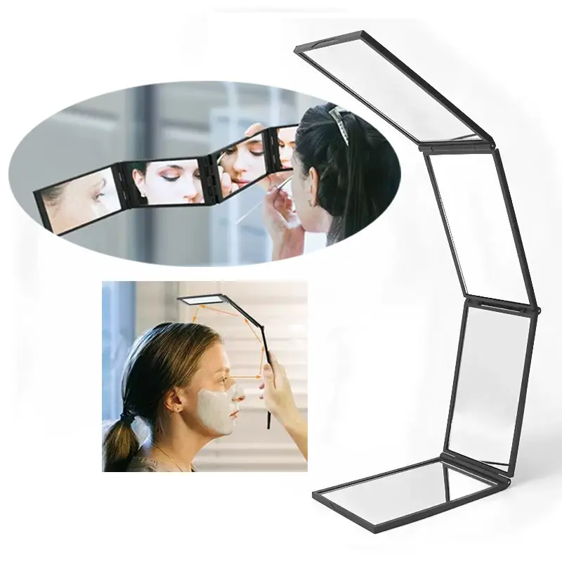 Upgraded Folding Multi-Faceted Mirror, High-Definition Portable Travel Mirror, Moderate Length, Can Be Used For Men'S Self-Service Shaving, Hair Cutting, Facial Care, Women'S Makeup, Hair Dyeing, Skincare, Creating Exclusive Exquisite Styling
