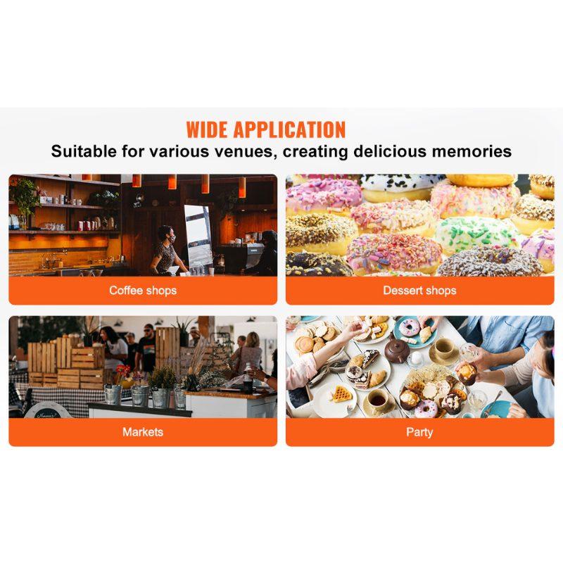 VEVOR Electric Donut Maker, 2000W Commercial Doughnut Machine with Non-stick Surface, 9 Holes Double-Sided Heating Waffle Machine Makes 9 Doughnuts, Temperature 122-572, for Restaurant and Home Use