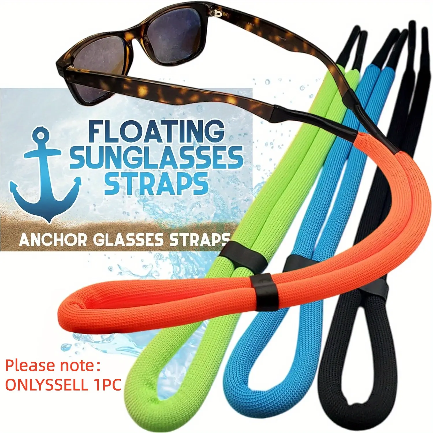 Floating Eyeglass Strap with Retention Band, Easy to Find, Ideal for Water Sports, Prevents Glasses From Sinking, Perfect for Boating, Fishing, Kayaking, Surfing, Pool Use