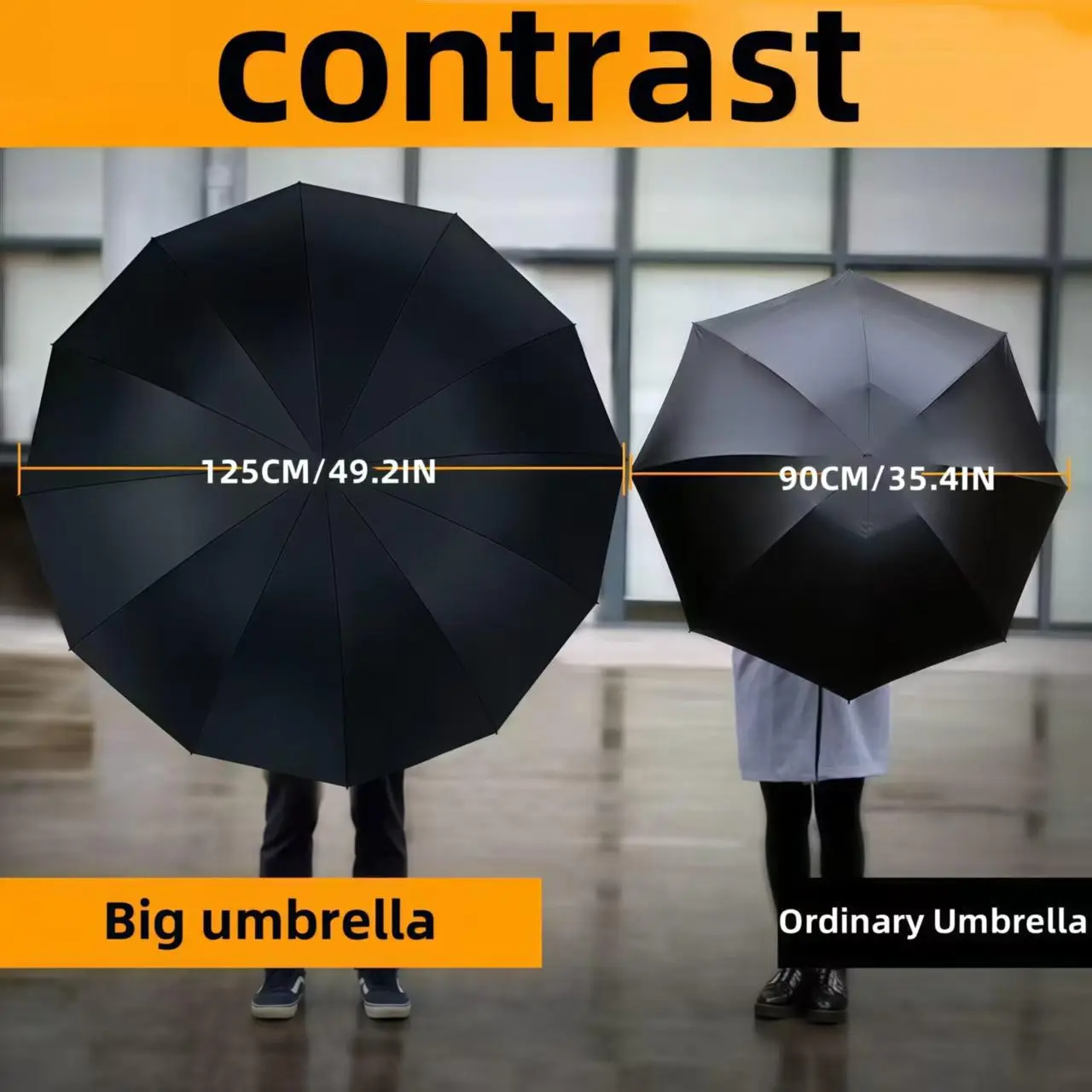 12-Rib Automatic Push Travel Commute Umbrella, UPF50+ 99% UV Blocking Windproof Frame, Waterproof Compact Design with 1-Touch Open-Close for Sun & Rain, Beige Umbrellas for Rain