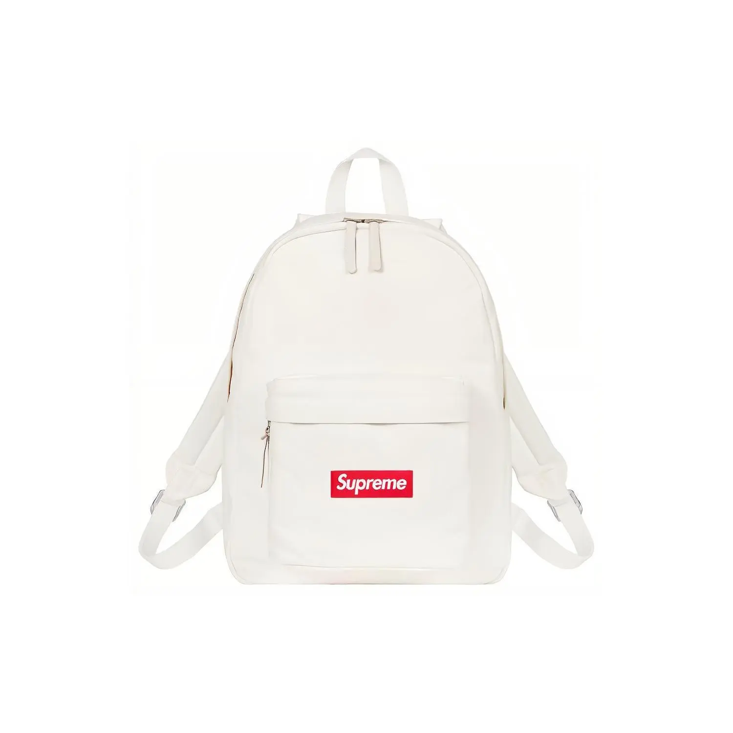 Supreme FW21 Classic Logo Canvas Backpack – Unisex Minimalist Style in White and Black