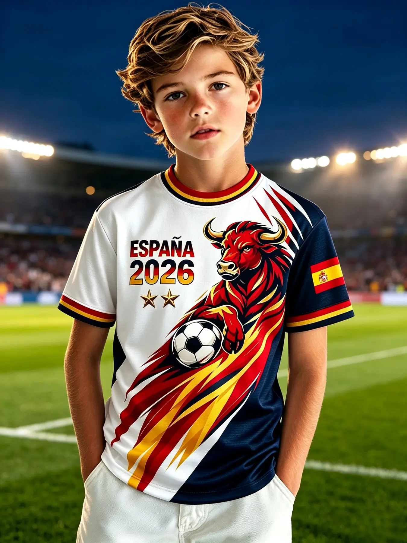 Short Sleeve Soccer Jersey, Blue Diagonal Cut, Espana 2026, Spain Flag Print, Loose-Fit, Casual Style, All Seasons, Soccer Shirts