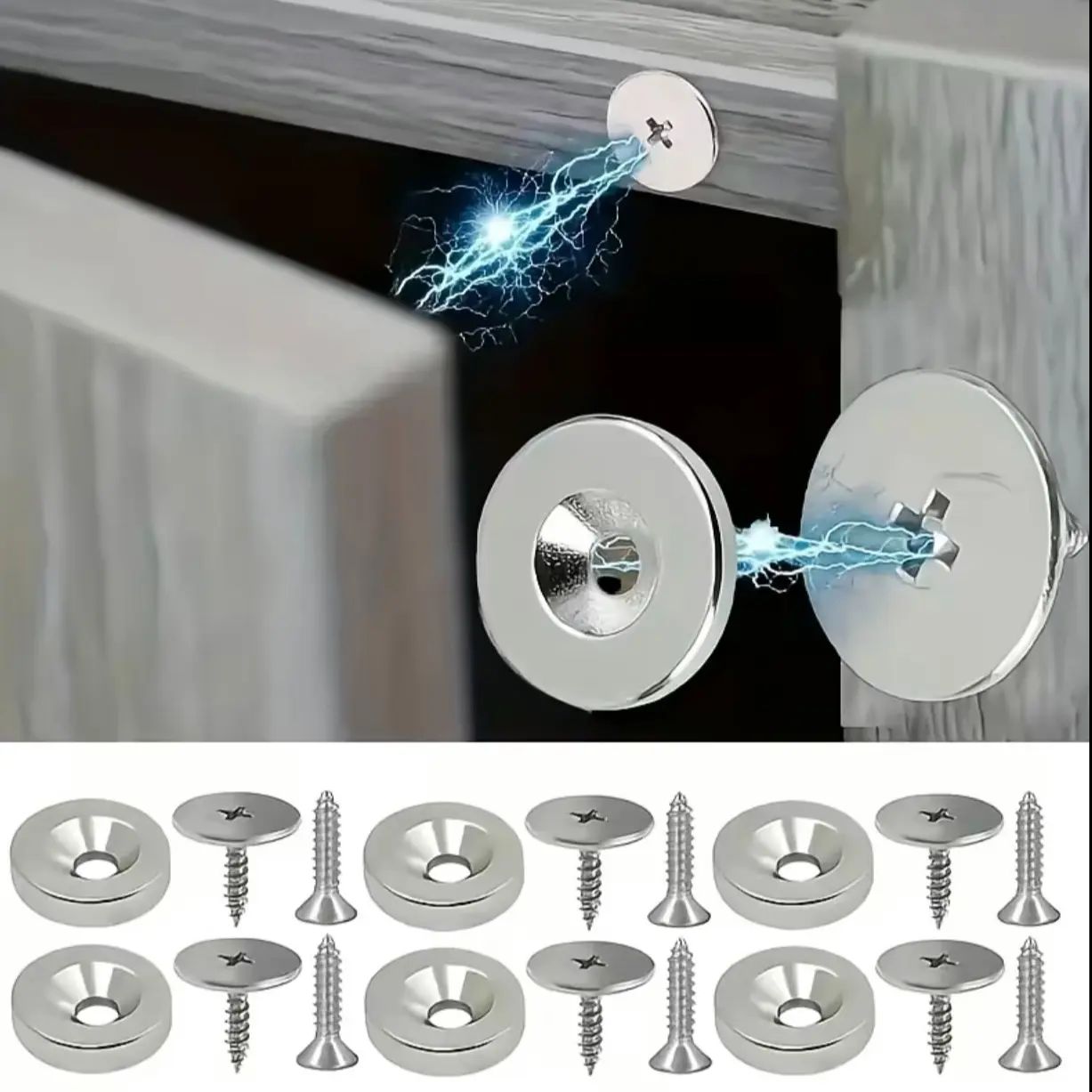 Heavy-Duty Metal Magnetic Catches for Cabinet Doors, Hidden Magnetic Closure,Quiet Closing for Glass Doors, Kitchen Cabinets,Wardrobes, Dressers, Door Hardware