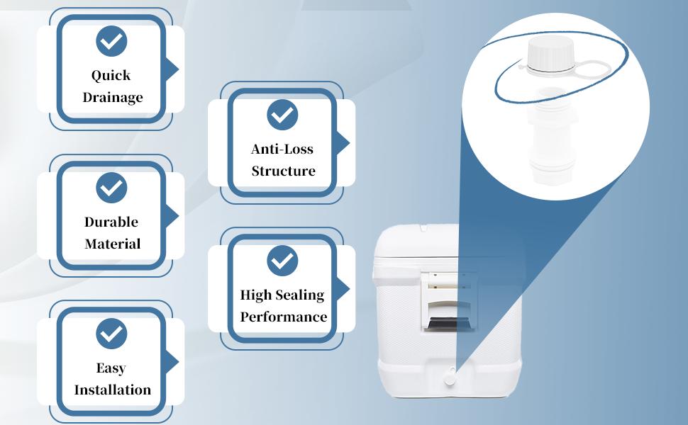 Threaded Drain Plug Caps with Plastic Tether for Cooler,Compatible with Igloo 50-165 Qt Coolers,Cooler Replacement Parts-2 Pack ﻿