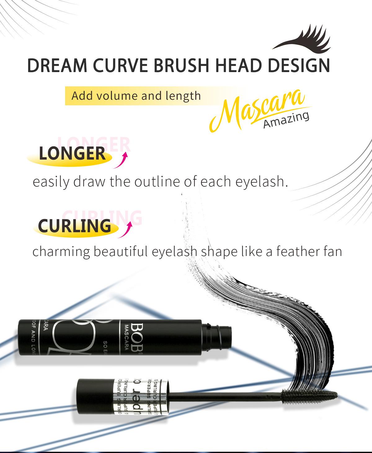 Bob Lengthening Mascara is waterproof, non-smudging, thick, curling, long-lasting, natural, and suitable for daily eyelash base makeup