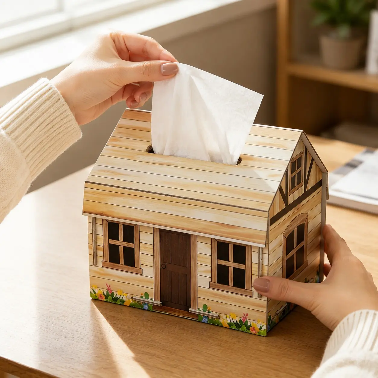 House Shape Gift Box with Multiple Compartments, Foldable Paper Storage Box, Ideal for Holiday Gifts and Desk Organization