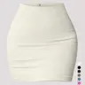 Women's Plain Ribbed High Waist Tight-Fitting Bodycon Skirt, Casual Sporty Fitness Short Skirt, High Waisted Skort, One Piece, Workout Skirts