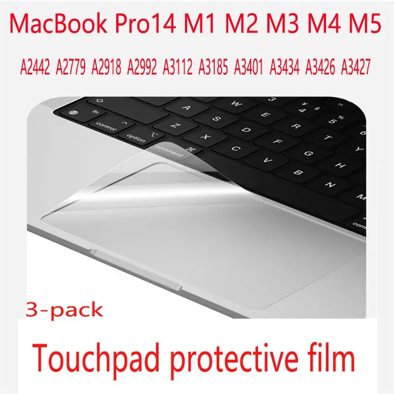 3-Pack Ultra-Thin Touchpad Protector Film for Apple Macbook Pro 14-Inch M1-M5 Series, Scratch-Resistant Plastic Film A2442-A3427