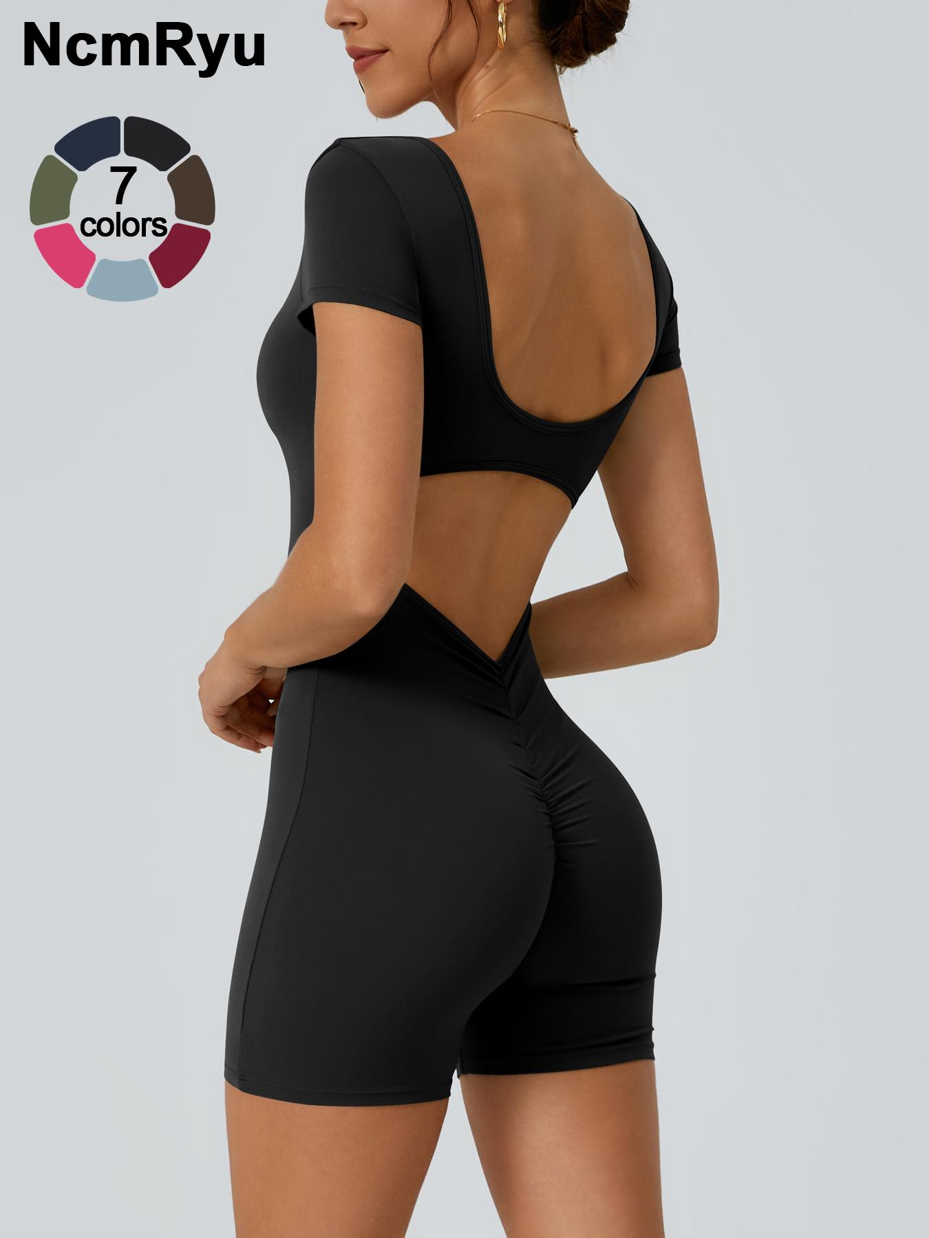 2024 Summer New Women's Slim Hip Lifting Sporty Jumpsuit Sexy Backless Short Sleeveless  Bodysuit Sportswear Jumpsuits